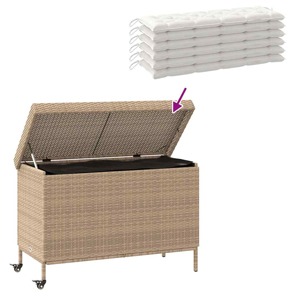 Zahradní úložný box s kolečky smíšený béžový 110x55x73 cm