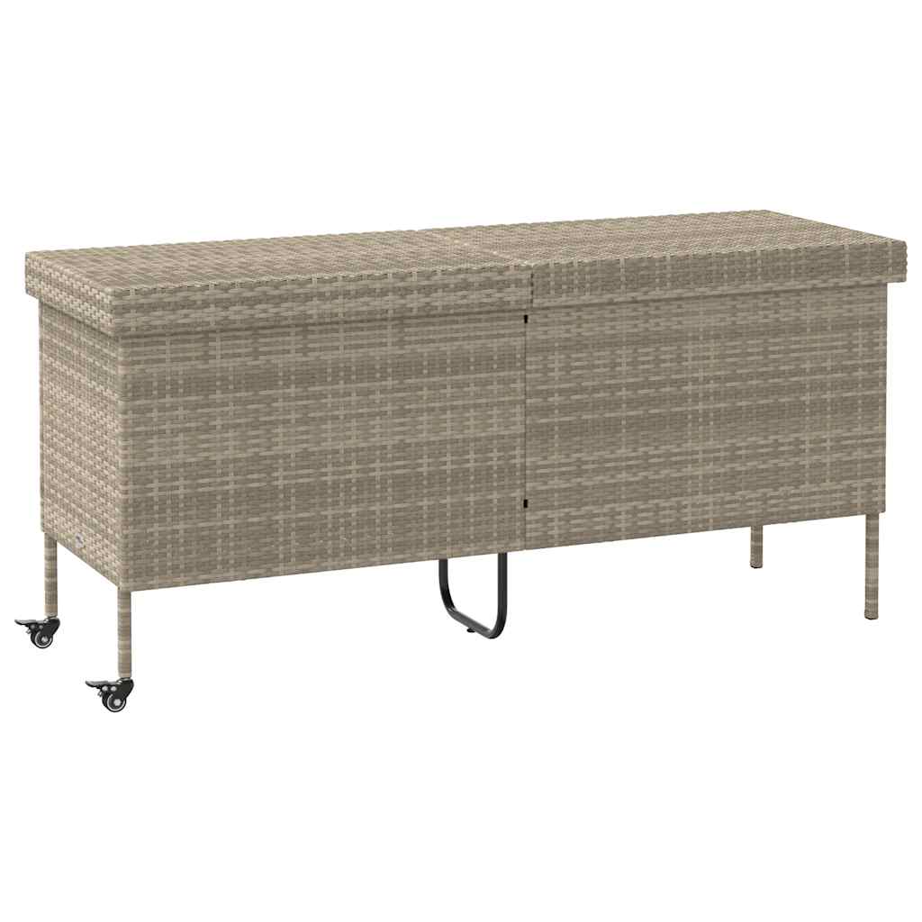 Zahradní úložný box s kolečky světle šedý 160x55x75 polyratan