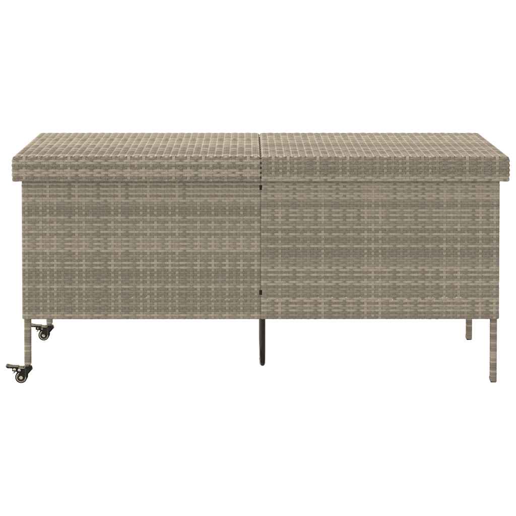 Zahradní úložný box s kolečky světle šedý 160x55x75 polyratan