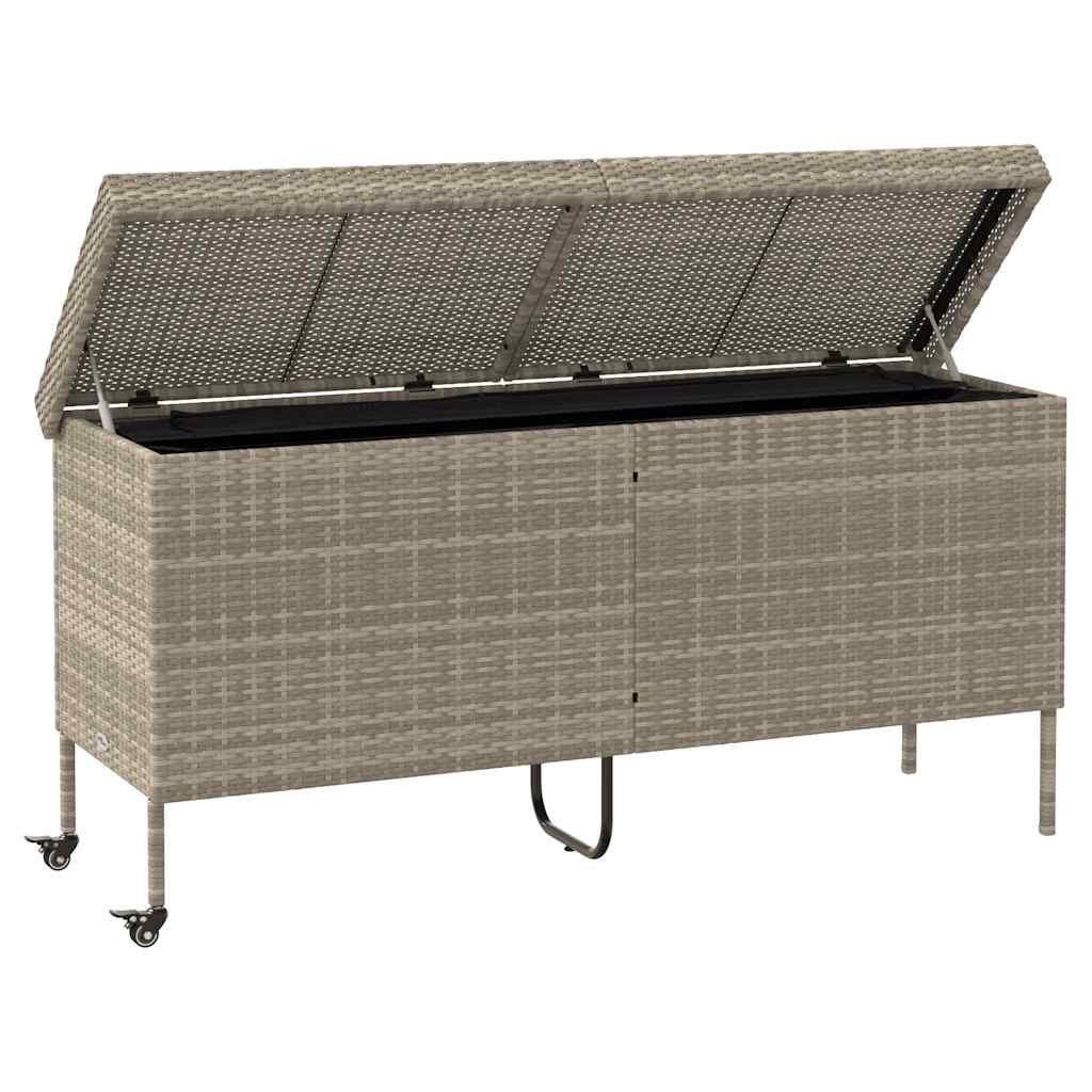 Zahradní úložný box s kolečky světle šedý 160x55x75 polyratan