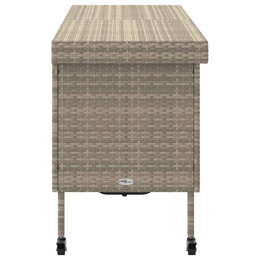 Zahradní úložný box s kolečky světle šedý 160x55x75 polyratan
