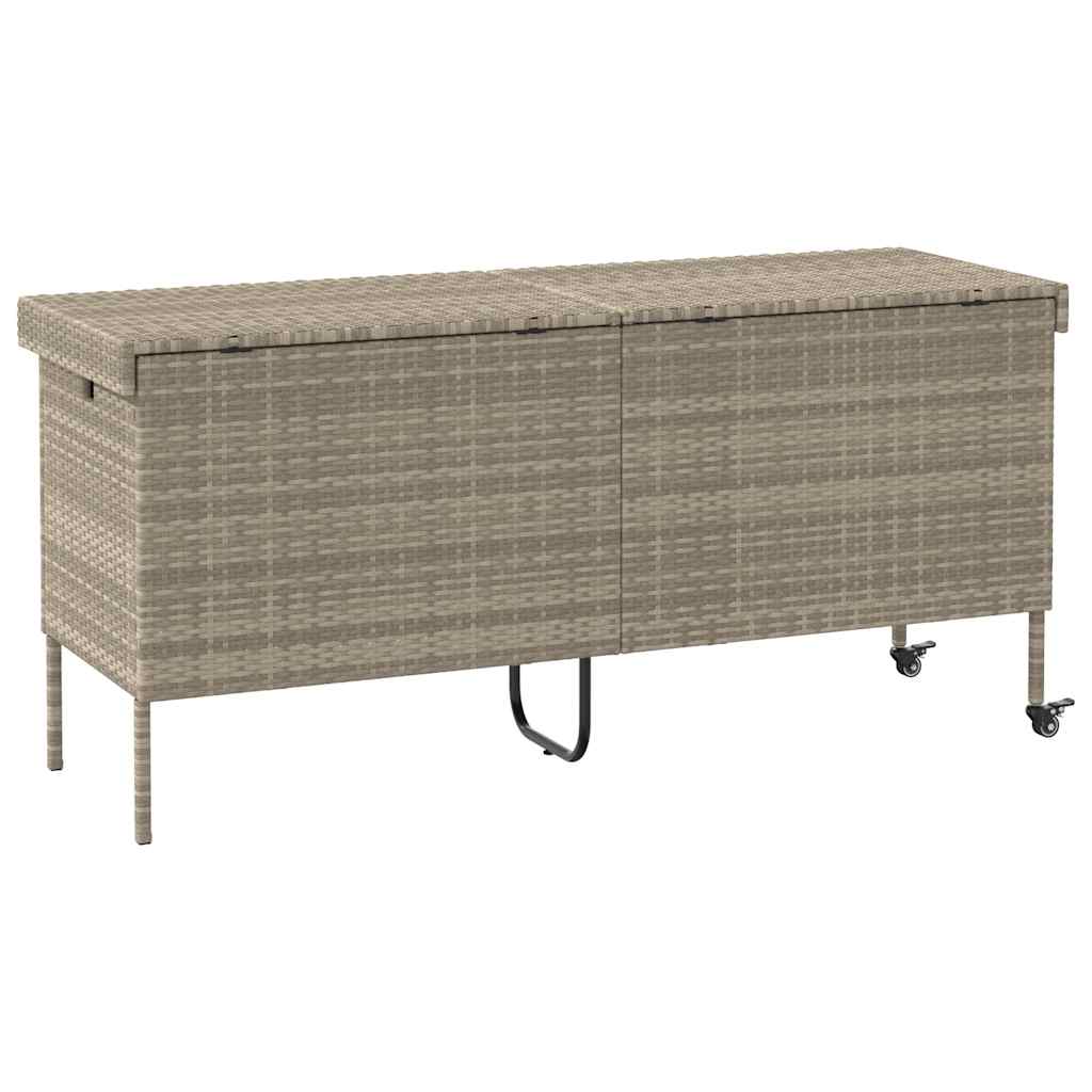Zahradní úložný box s kolečky světle šedý 160x55x75 polyratan