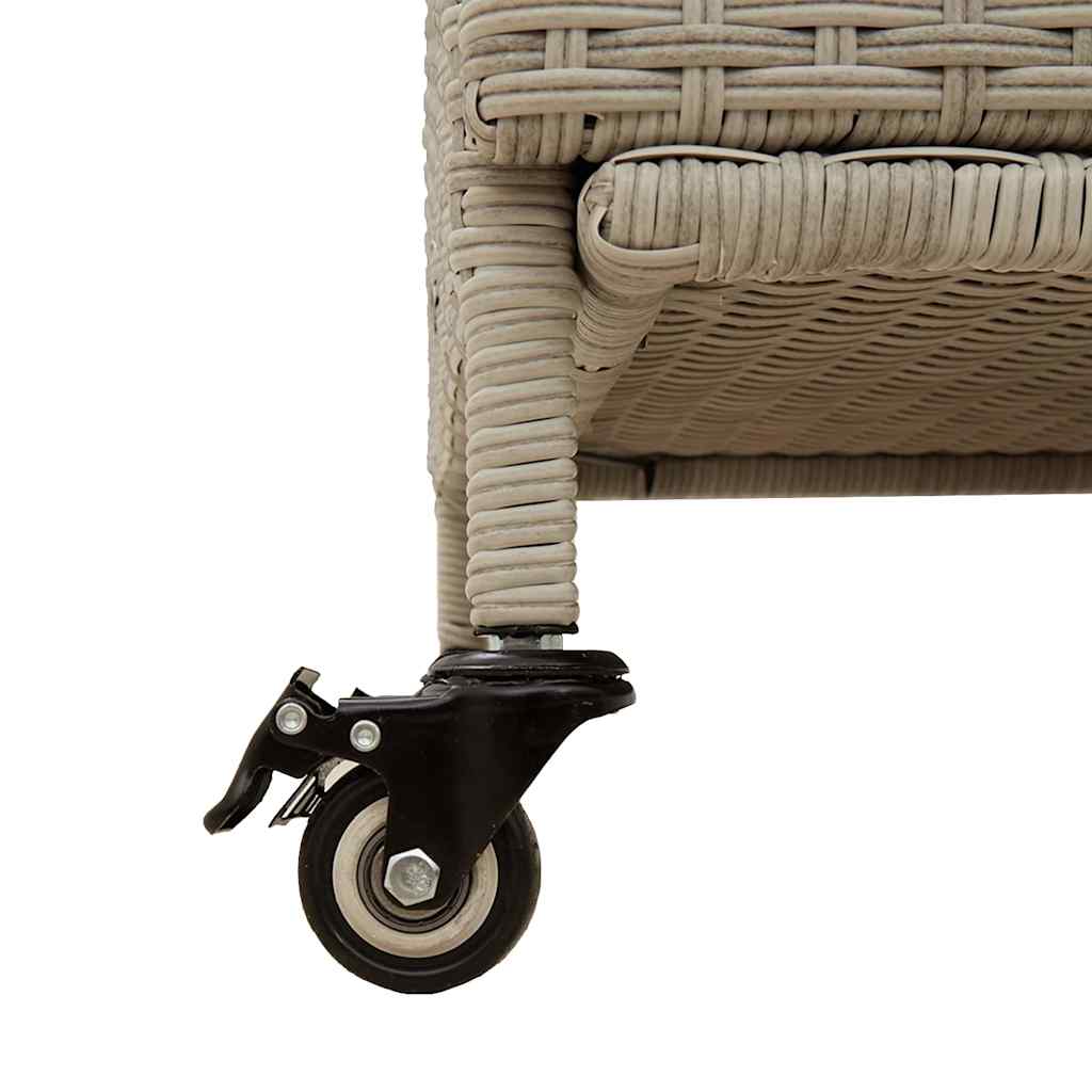 Zahradní úložný box s kolečky světle šedý 160x55x75 polyratan