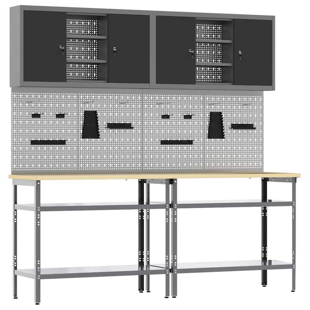 Sada pracovního stolu 8 pcs Šedá 200 x 55 x 200 cm Ocel