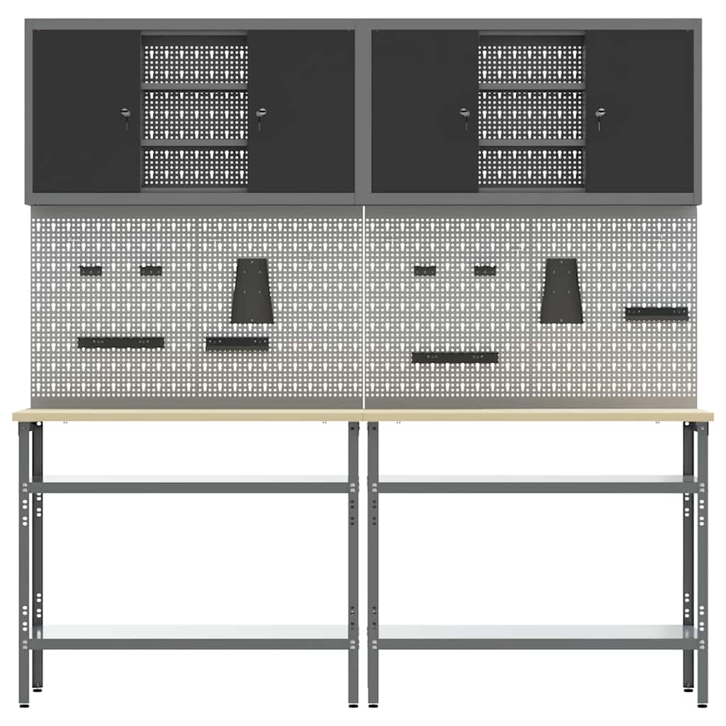 Sada pracovního stolu 8 pcs Šedá 200 x 55 x 200 cm Ocel