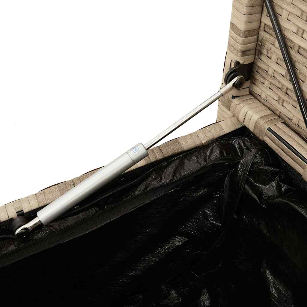 zahradní úložná lavice s béžová polyratanovým polštářem
