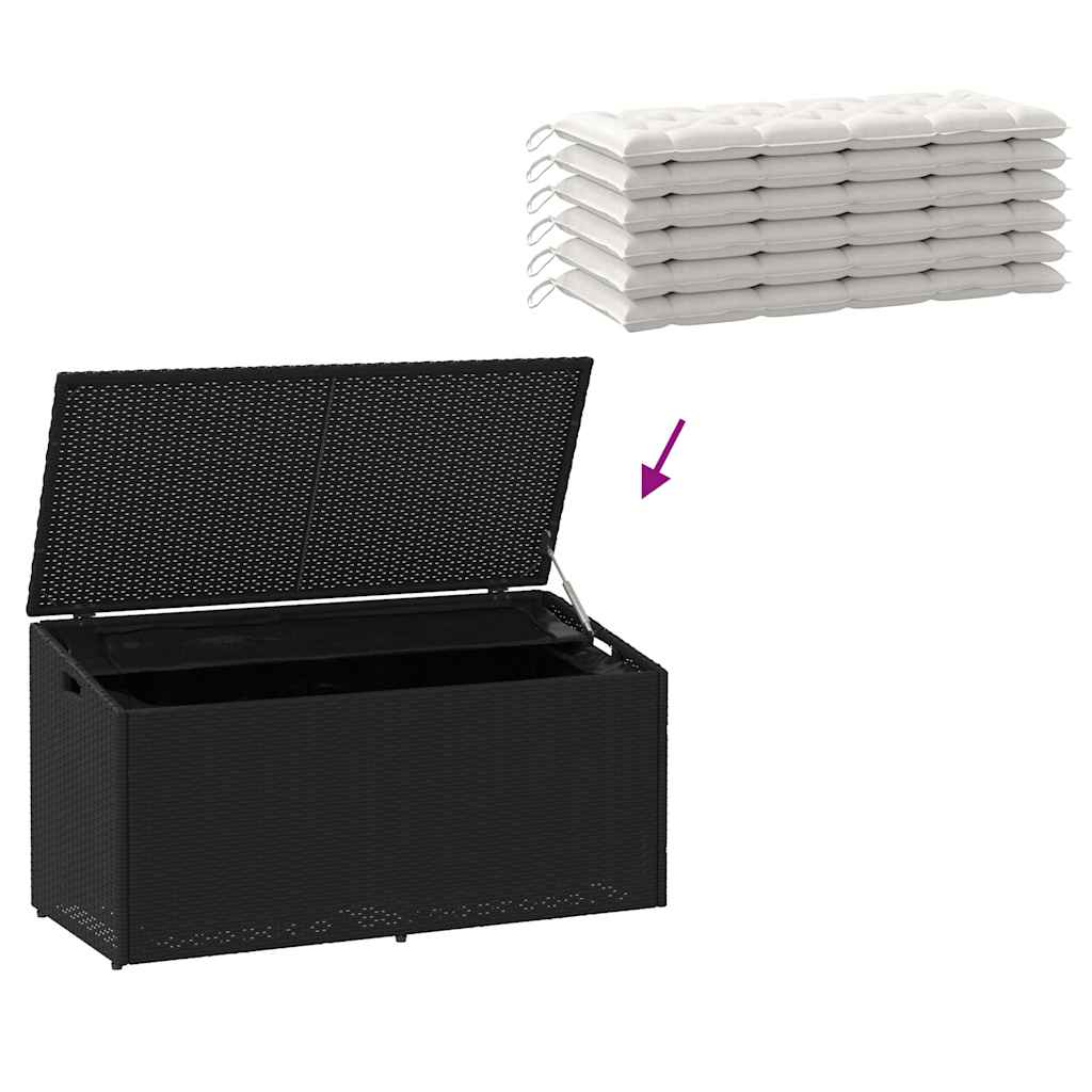 Zahradní úložný box černý 110 x 50 x 58 cm polyratan