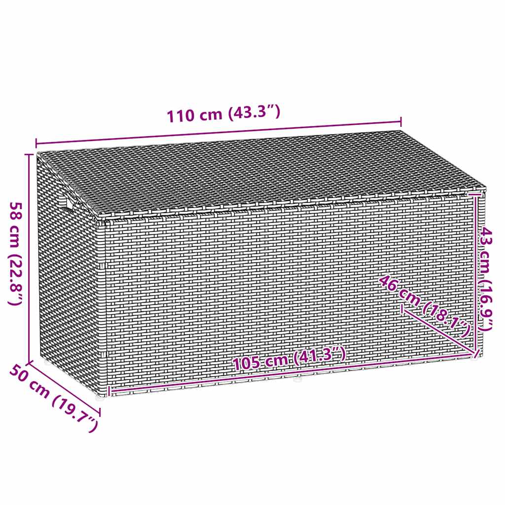 Zahradní úložný box šedý 110 x 50 x 58 cm polyratan