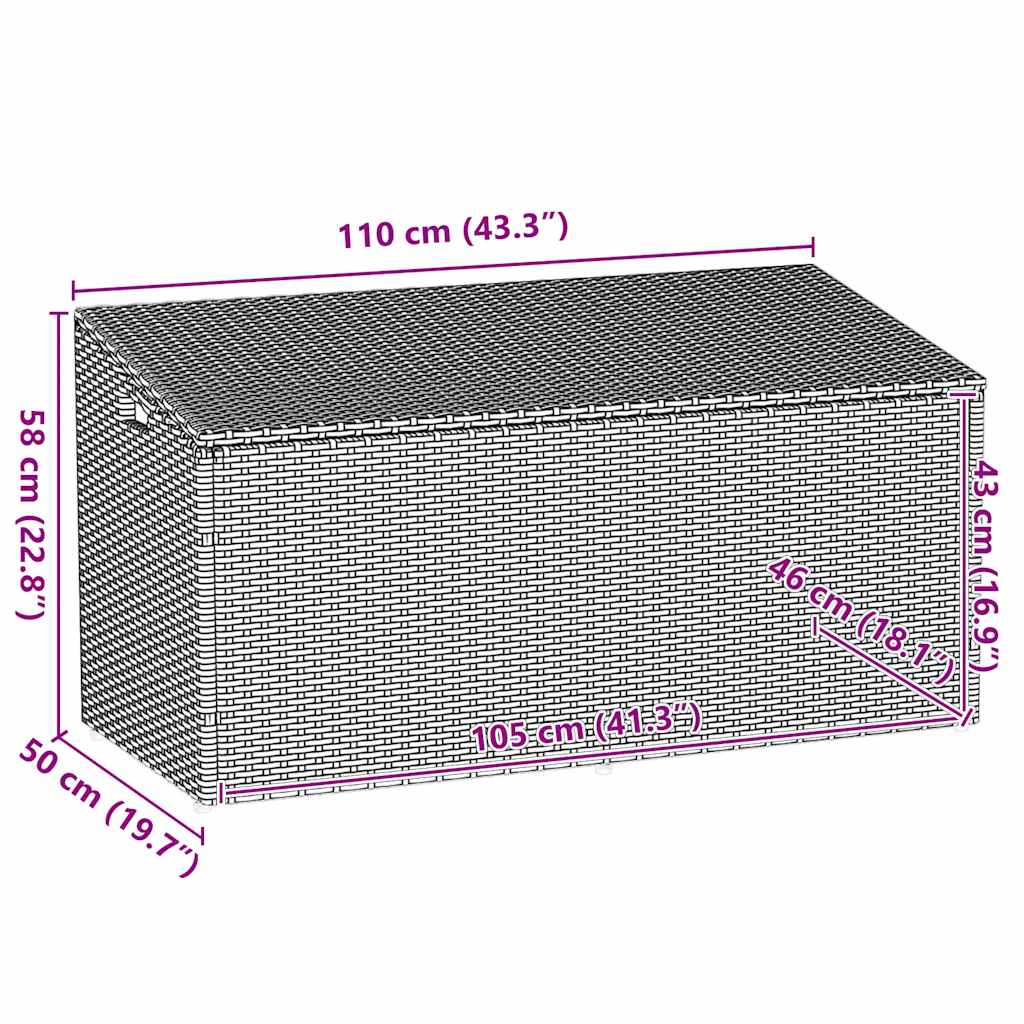 Zahradní úložný box světle šedý 110x50x58 cm polyratan