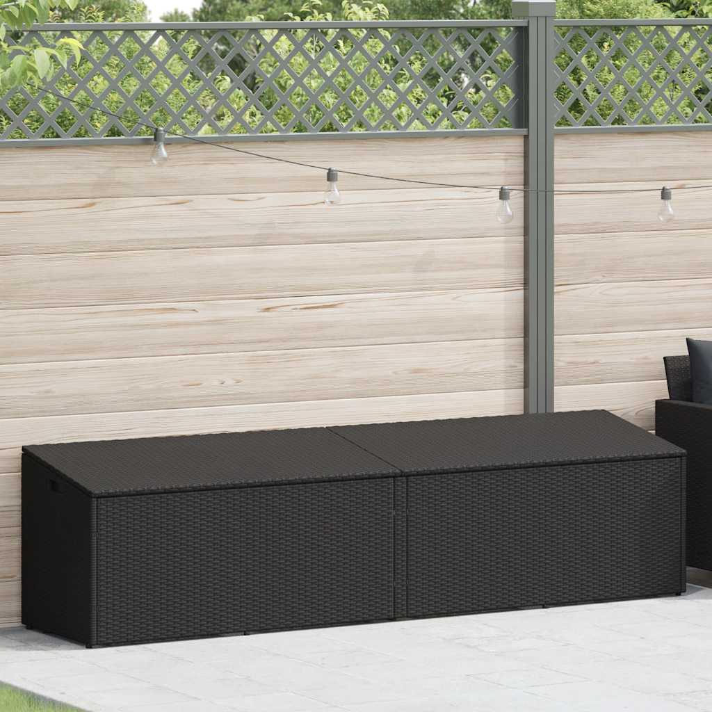 Zahradní úložný box černý 220x50x58 cm polyratan