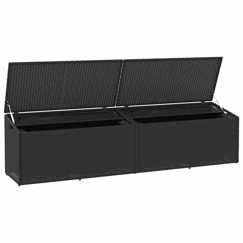 Zahradní úložný box černý 220x50x58 cm polyratan