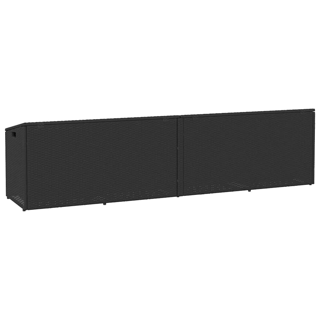 Zahradní úložný box černý 220x50x58 cm polyratan