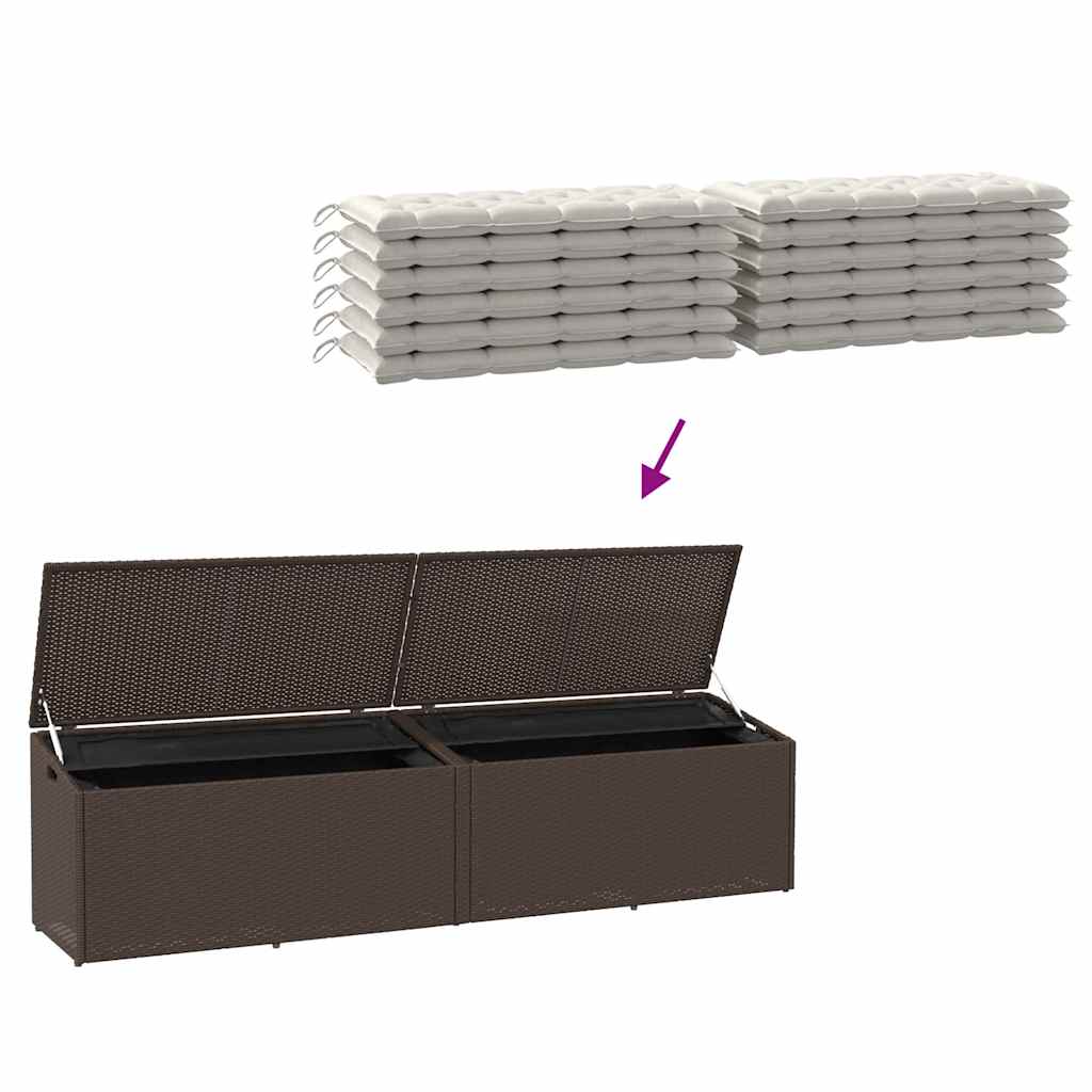 Zahradní úložný box hnědý 220x50x58 cm polyratan