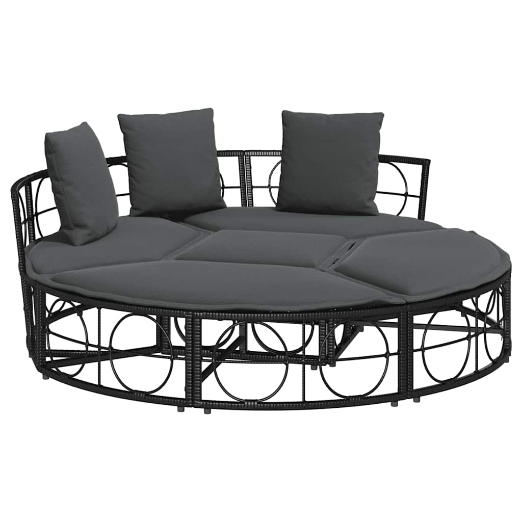Venkovní lůžko bez baldachýnu Black Poly Rattan