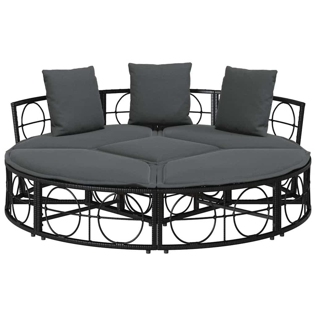 Venkovní lůžko bez baldachýnu Black Poly Rattan