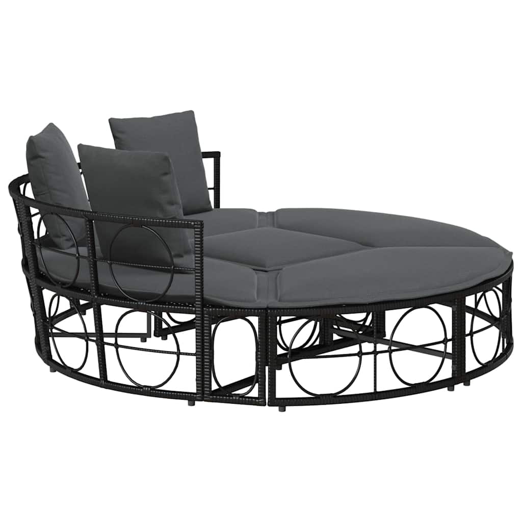 Venkovní lůžko bez baldachýnu Black Poly Rattan