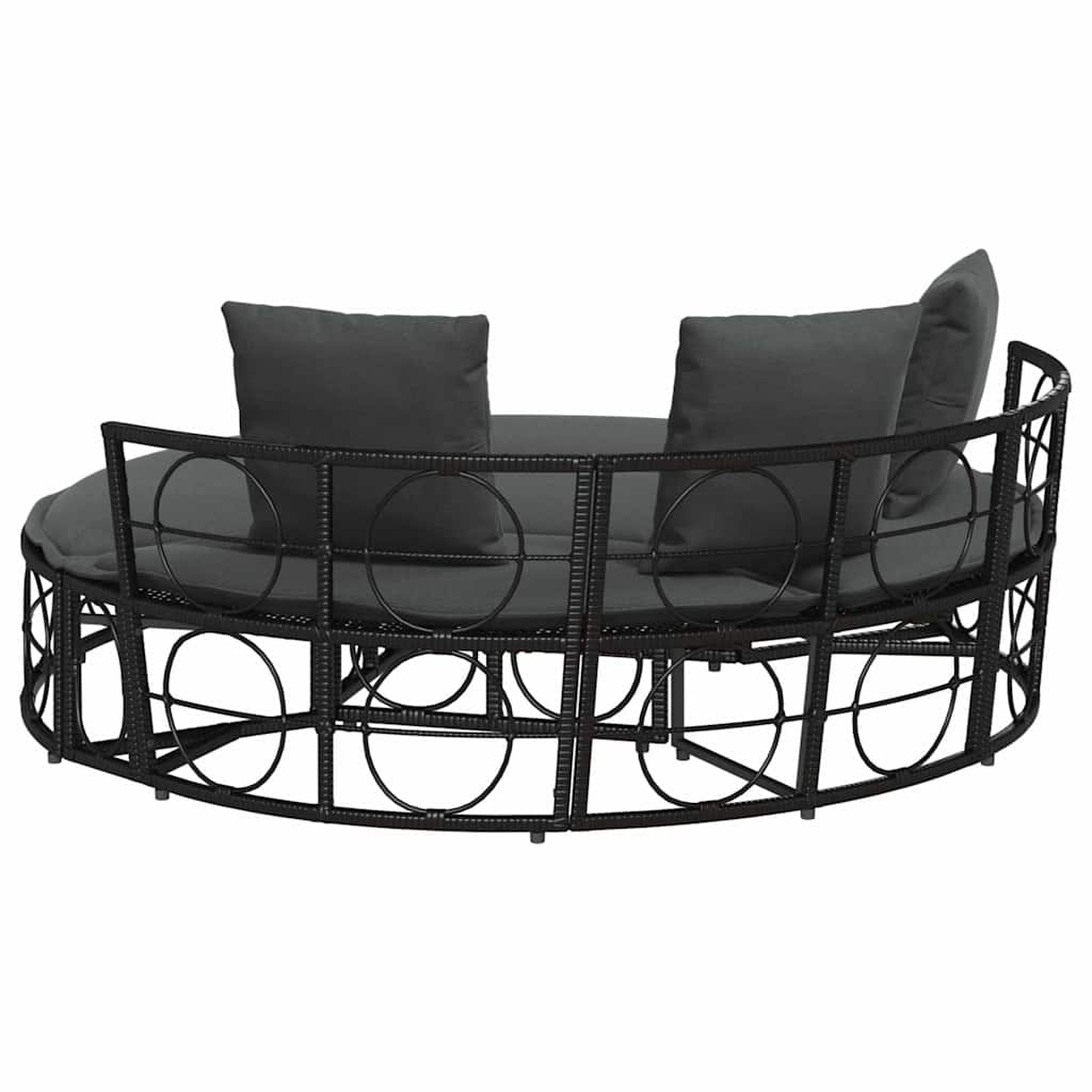 Venkovní lůžko bez baldachýnu Black Poly Rattan