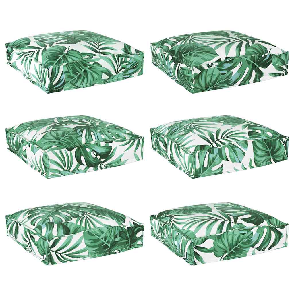 Polstr na paletové sedadlo 6 pcs Vzor listí 40 x 40 x 8 cm