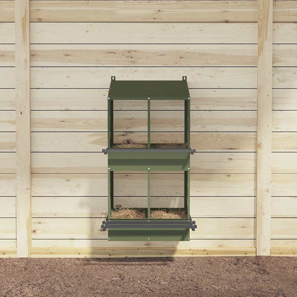 Hnízdní box pro kuřata se 4 přihrádkami olivově zelený kovový