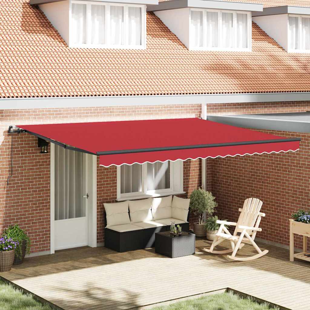 Retrakční markýza červená Červená 450 × 350 cm textil
