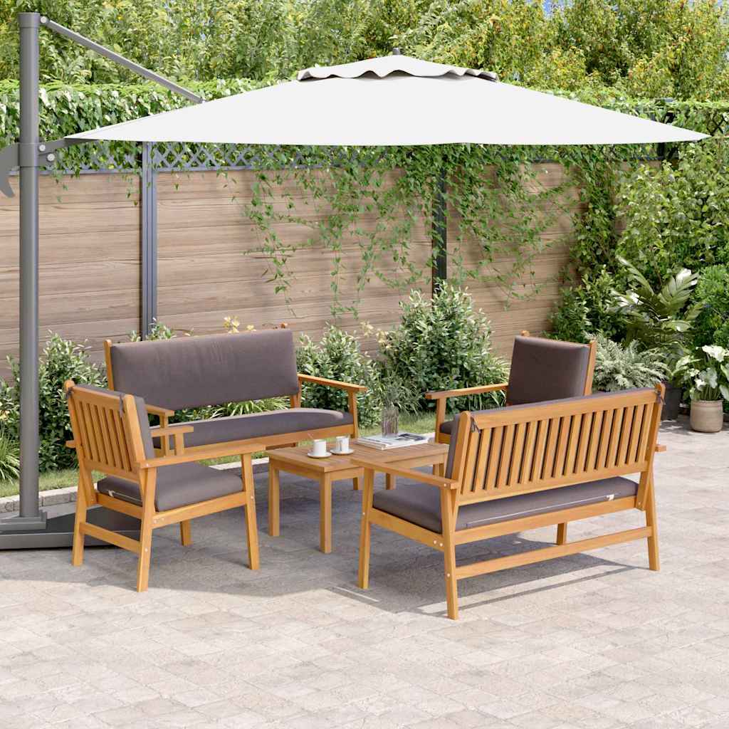 Sada zahradních pohovek s polštářem 5 pcs Hnědá 75 x 45 x 38cm