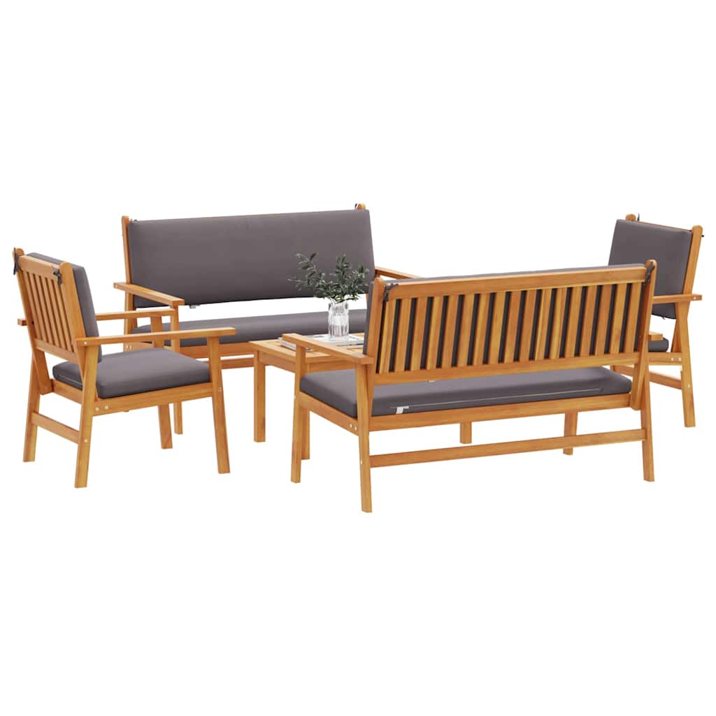 Sada zahradních pohovek s polštářem 5 pcs Hnědá 75 x 45 x 38cm