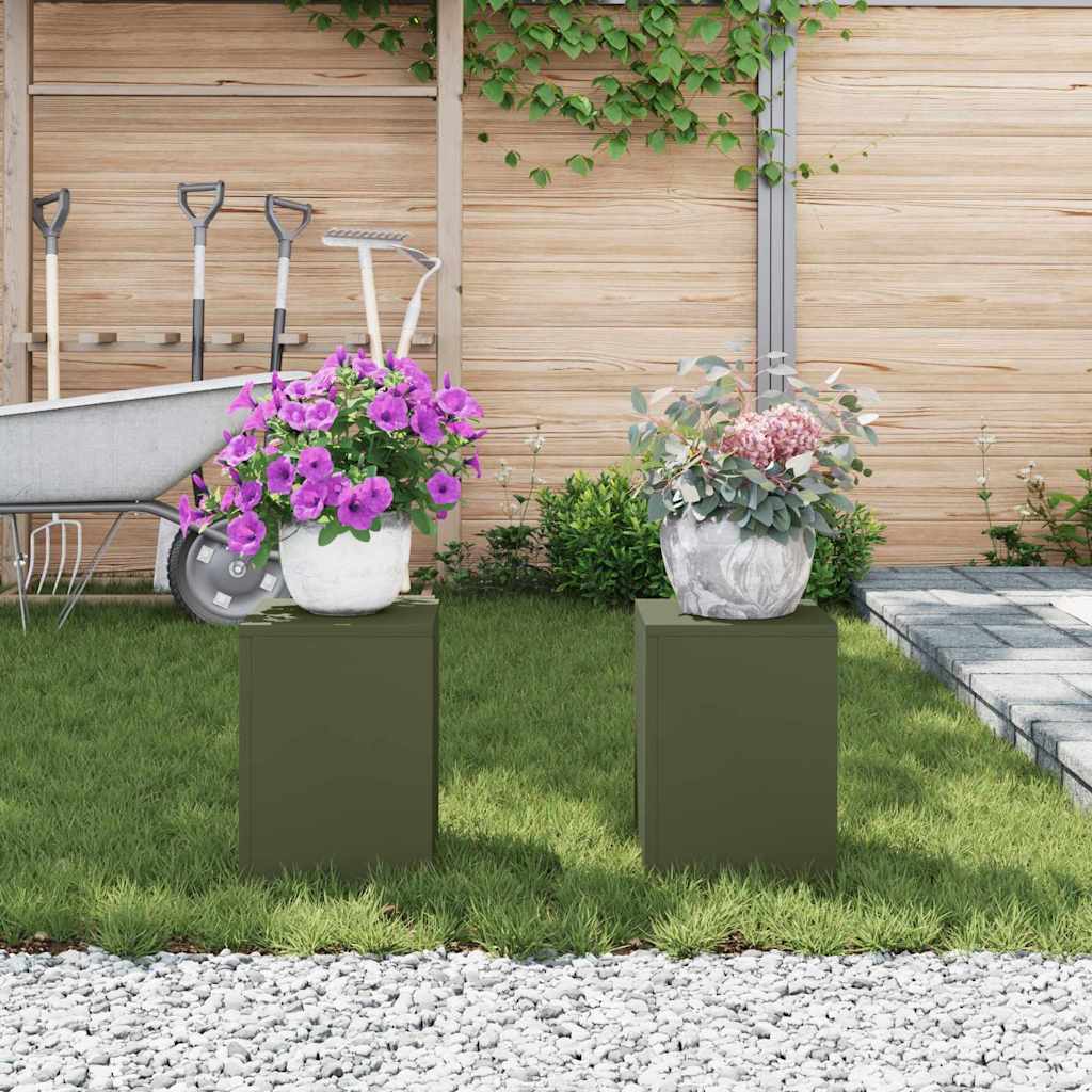 Stojany na rostliny 2 pcs Olivově zelená 24 x 24 x 35 cm Ocel