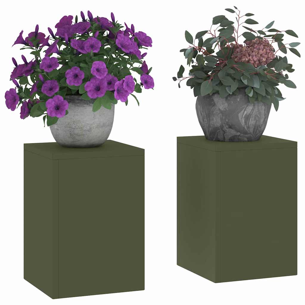 Stojany na rostliny 2 pcs Olivově zelená 24 x 24 x 35 cm Ocel