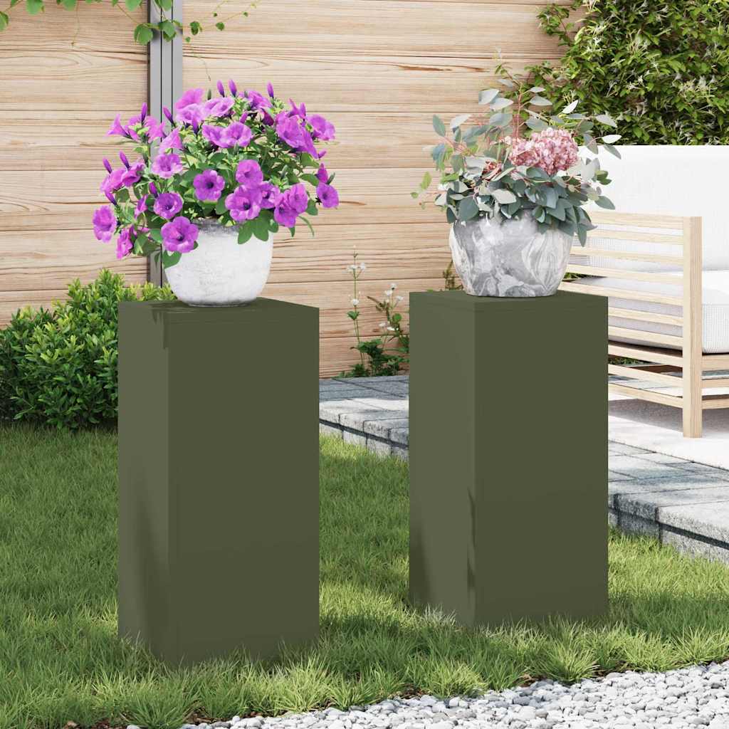 Stojany na rostliny 2 pcs Olivově zelená 24 x 24 x 55 cm Ocel