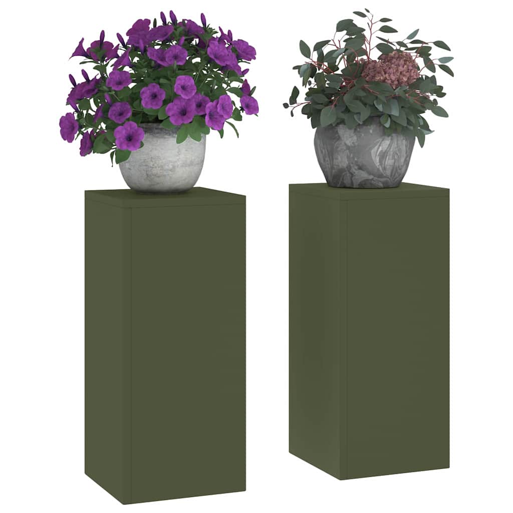 Stojany na rostliny 2 pcs Olivově zelená 24 x 24 x 55 cm Ocel