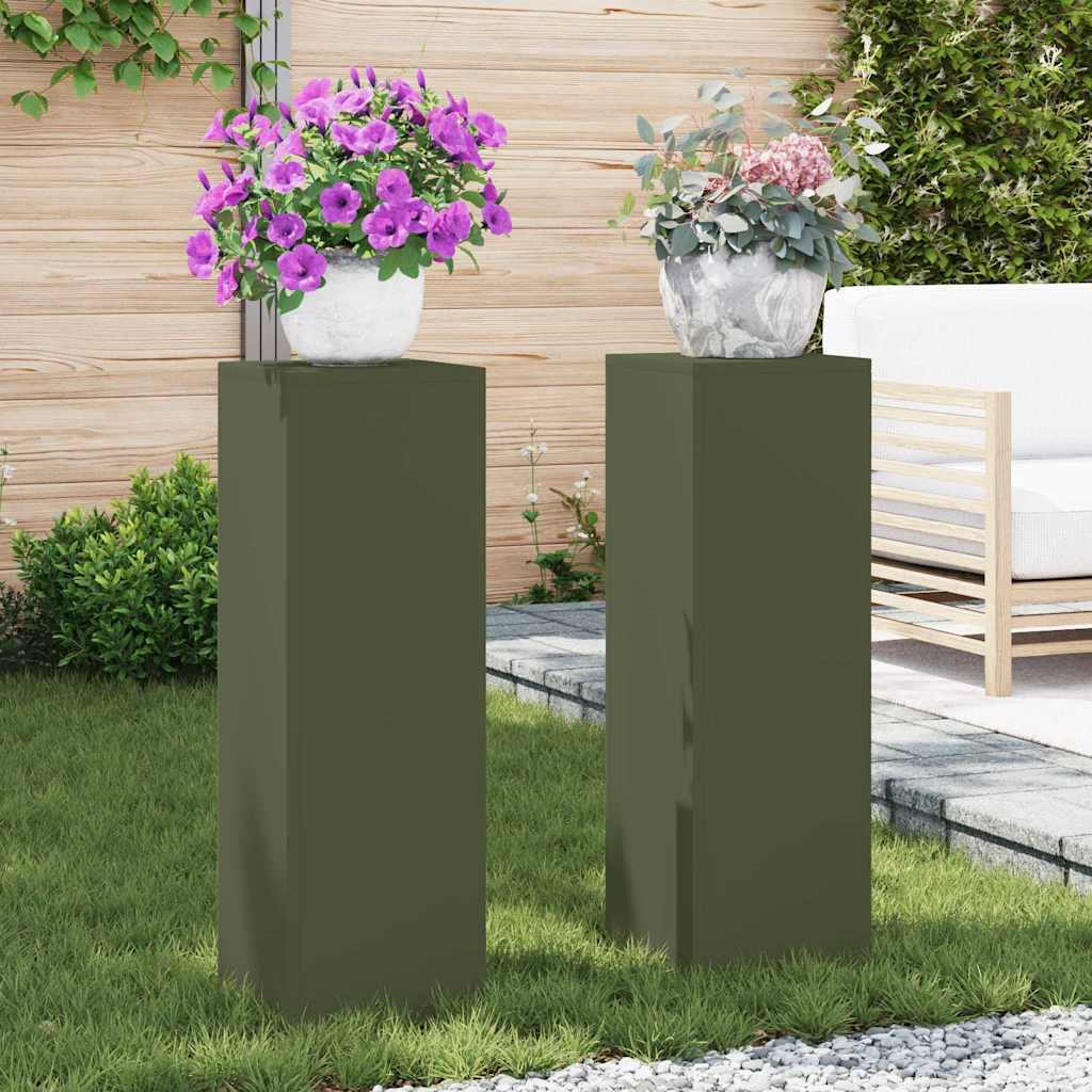 Stojany na rostliny 2 pcs Olivově zelená 24 x 24 x 75 cm Ocel
