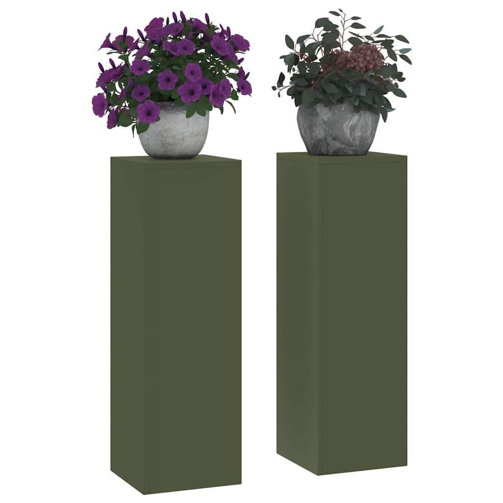 Stojany na rostliny 2 pcs Olivově zelená 24 x 24 x 75 cm Ocel