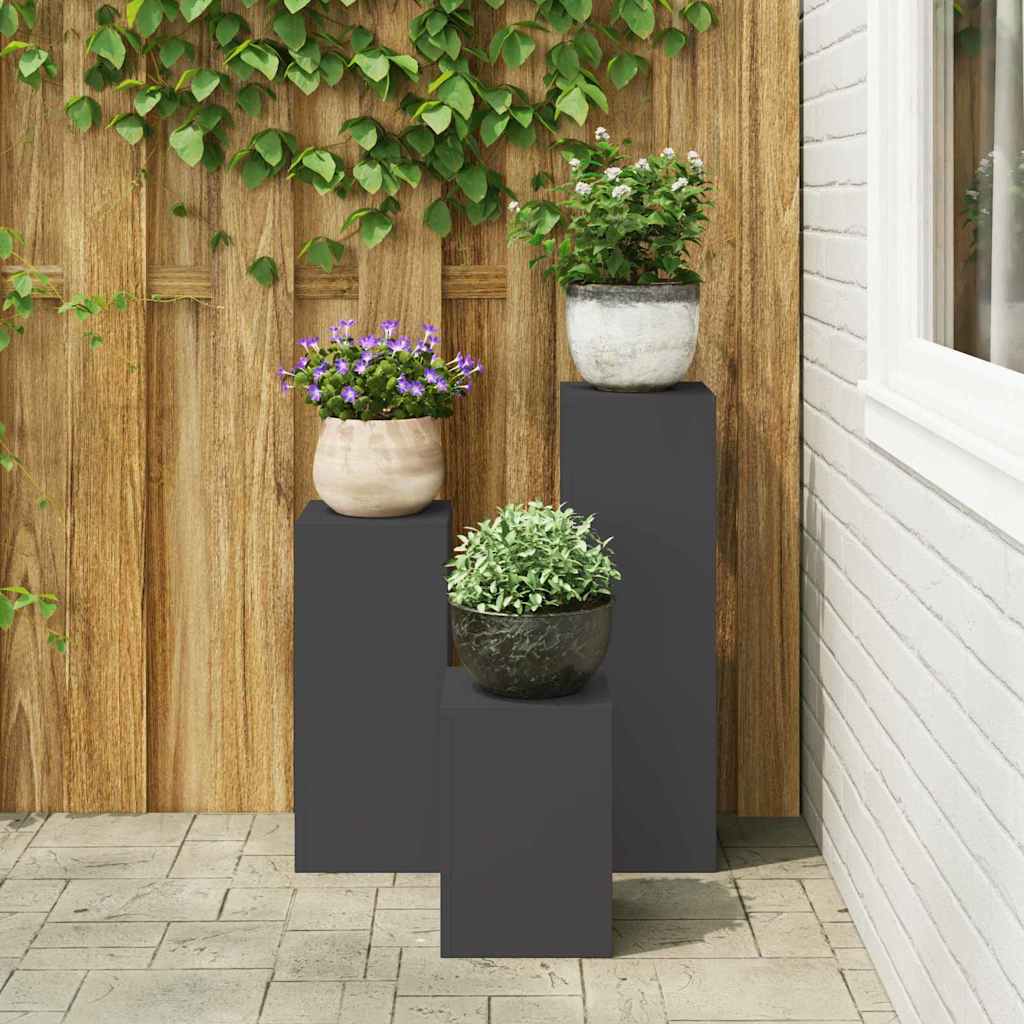 Stojany na rostliny 3 pcs Černá 24 x 24 x 75 cm Ocel