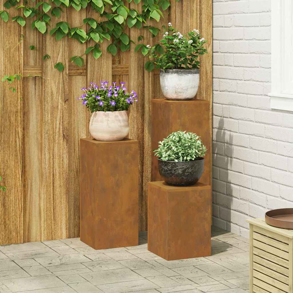 Stojany na rostliny 3 pcs Rezavá 24 x 24 x 75 cm