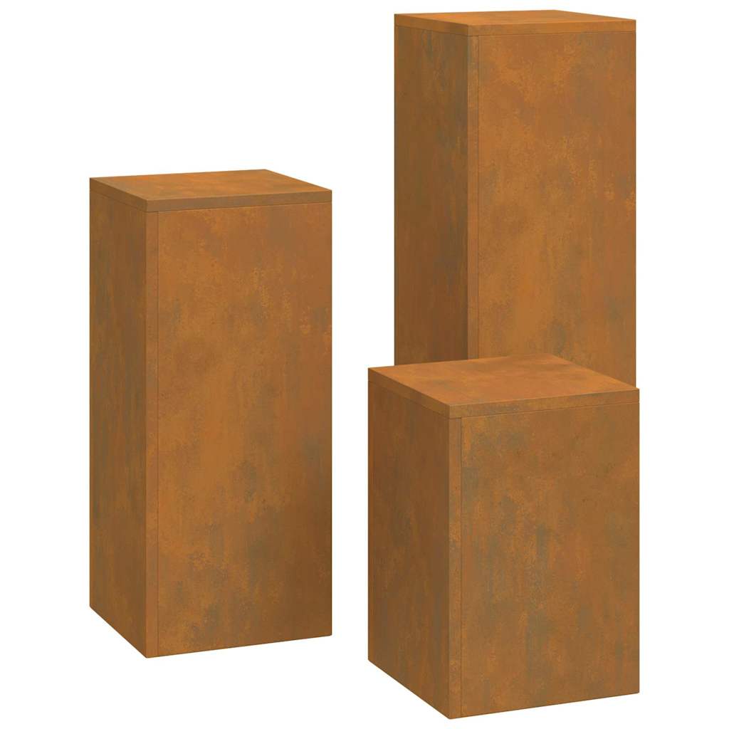 Stojany na rostliny 3 pcs Rezavá 24 x 24 x 75 cm