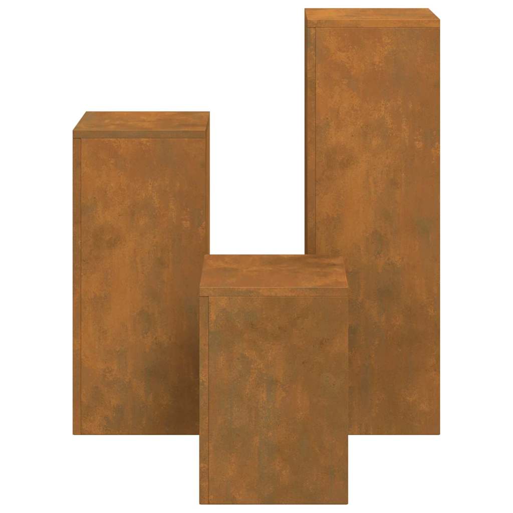 Stojany na rostliny 3 pcs Rezavá 24 x 24 x 75 cm