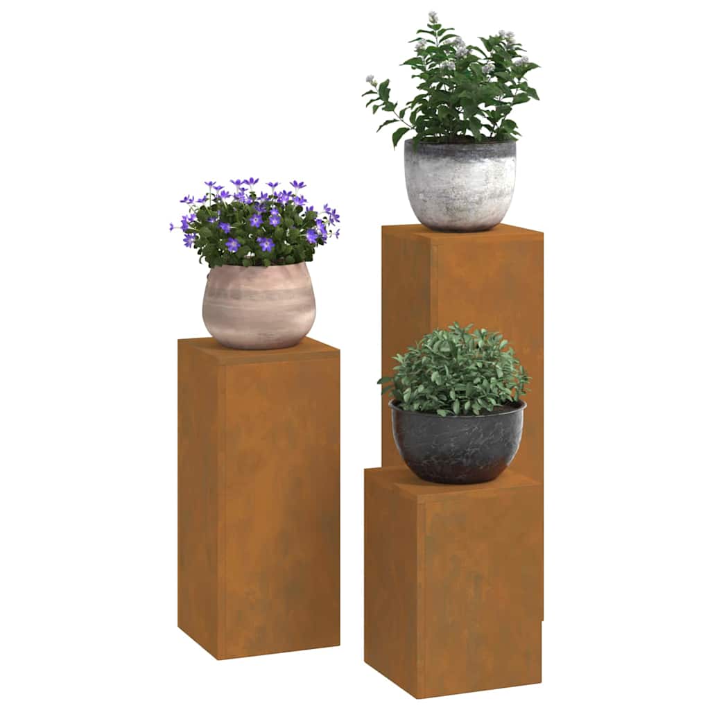 Stojany na rostliny 3 pcs Rezavá 24 x 24 x 75 cm