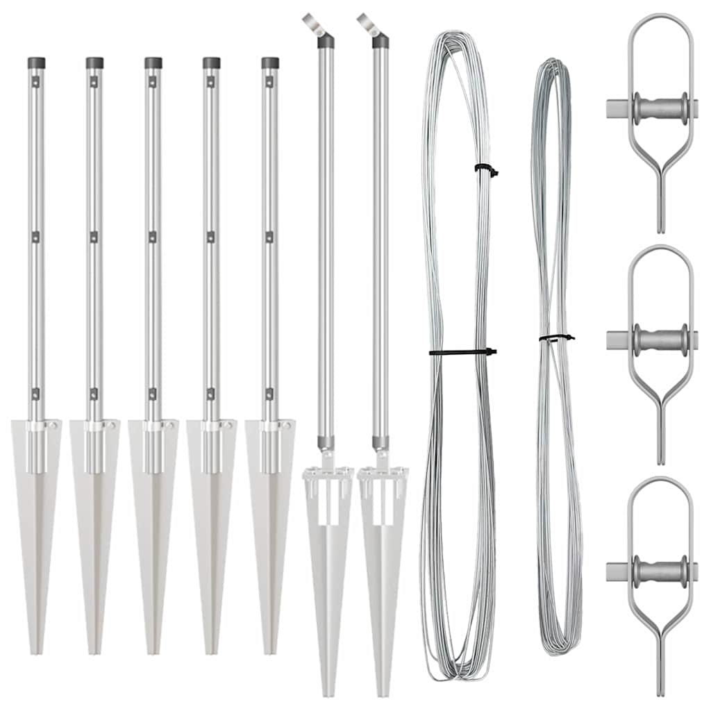 Plotové sloupky 7 pcs Stříbrná Ø32mm 80 cm Pozinkovaná ocel