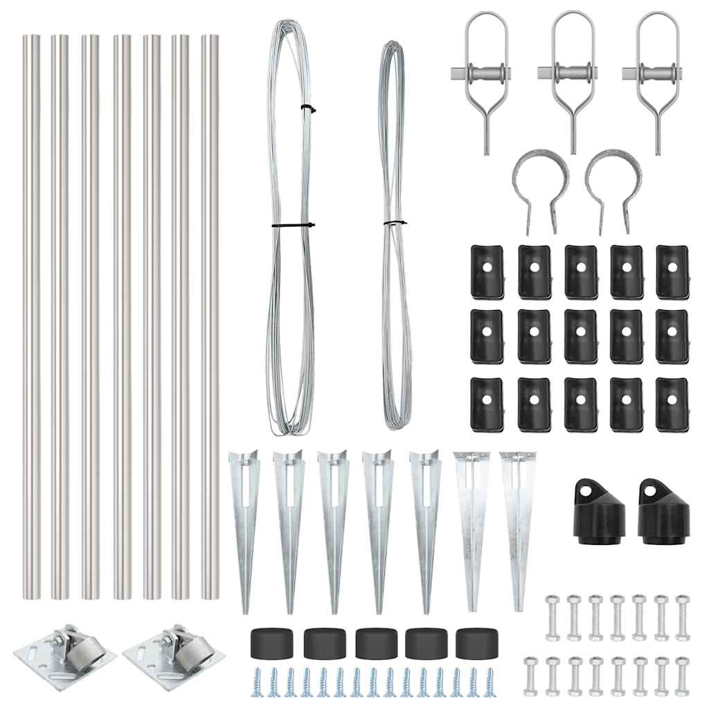 Plotové sloupky 7 pcs Stříbrná Ø32mm 80 cm Pozinkovaná ocel