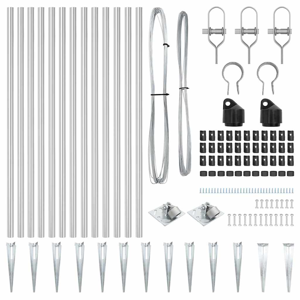 Plotové sloupky 13 pcs Stříbrná Ø32mm 100 cm Pozinkovaná ocel