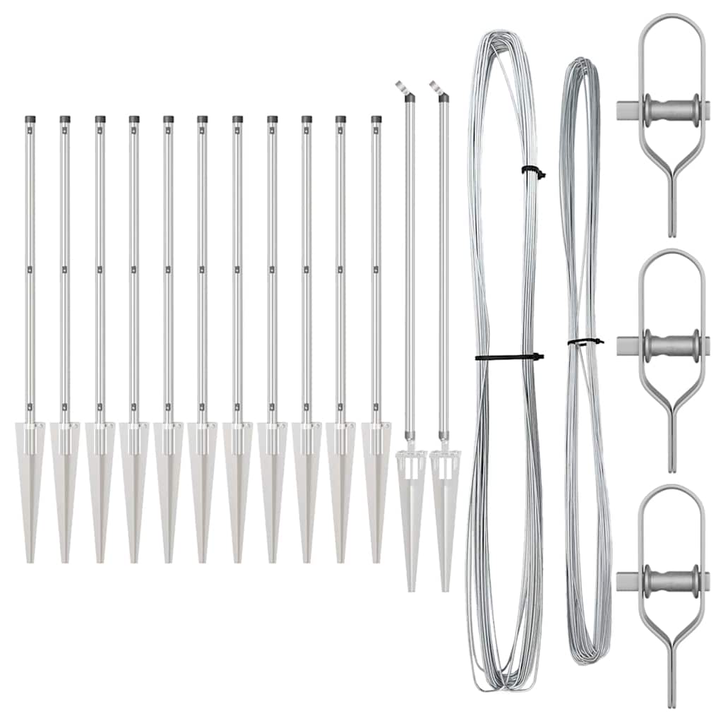 Plotové sloupky 13 pcs Stříbrná Ø32mm 120 cm Pozinkovaná ocel