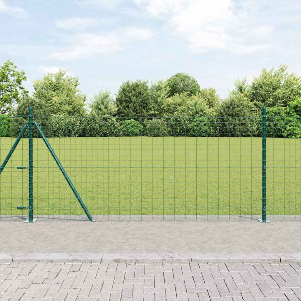 Plotové sloupky 13 pcs Zelená Ø32mm 90 cm Pozinkovaná ocel