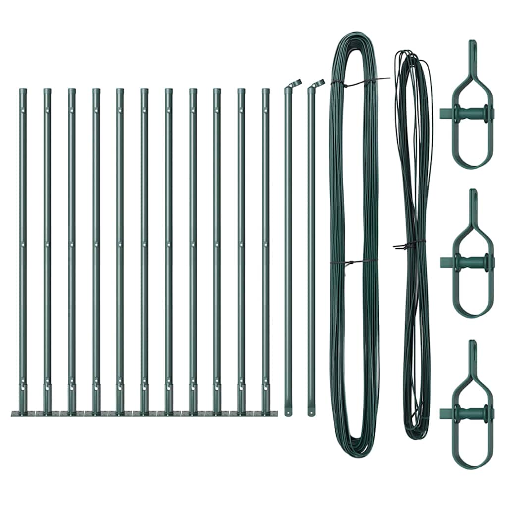 Plotové sloupky 13 pcs Zelená Ø32mm 90 cm Pozinkovaná ocel