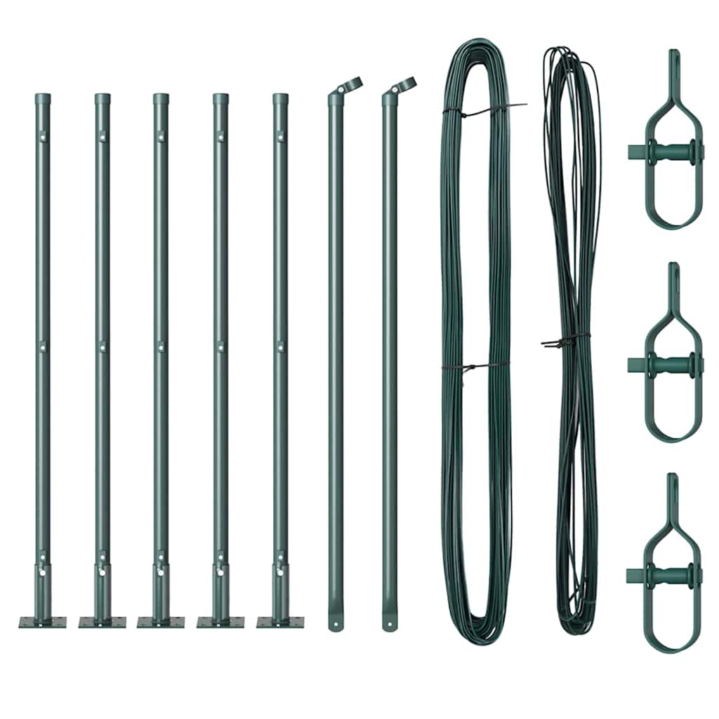 Plotové sloupky 7 pcs Zelená Ø32mm 110 cm Pozinkovaná ocel