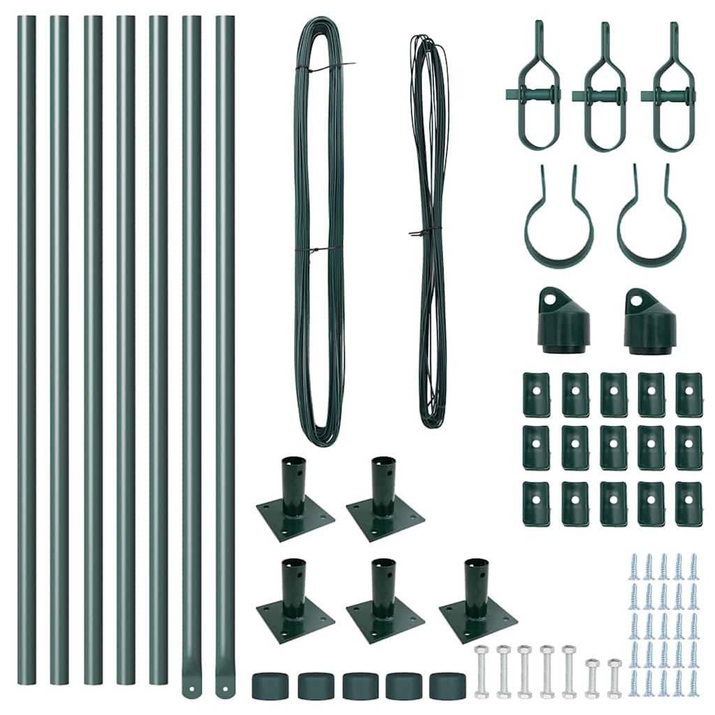 Plotové sloupky 7 pcs Zelená Ø32mm 110 cm Pozinkovaná ocel