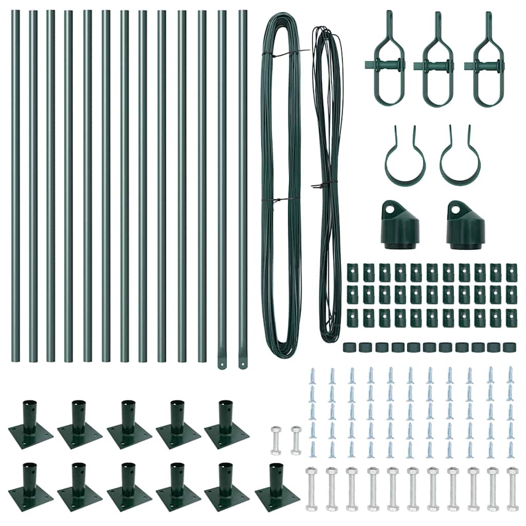 Plotové sloupky 13 pcs Zelená Ø32mm 110 cm Pozinkovaná ocel