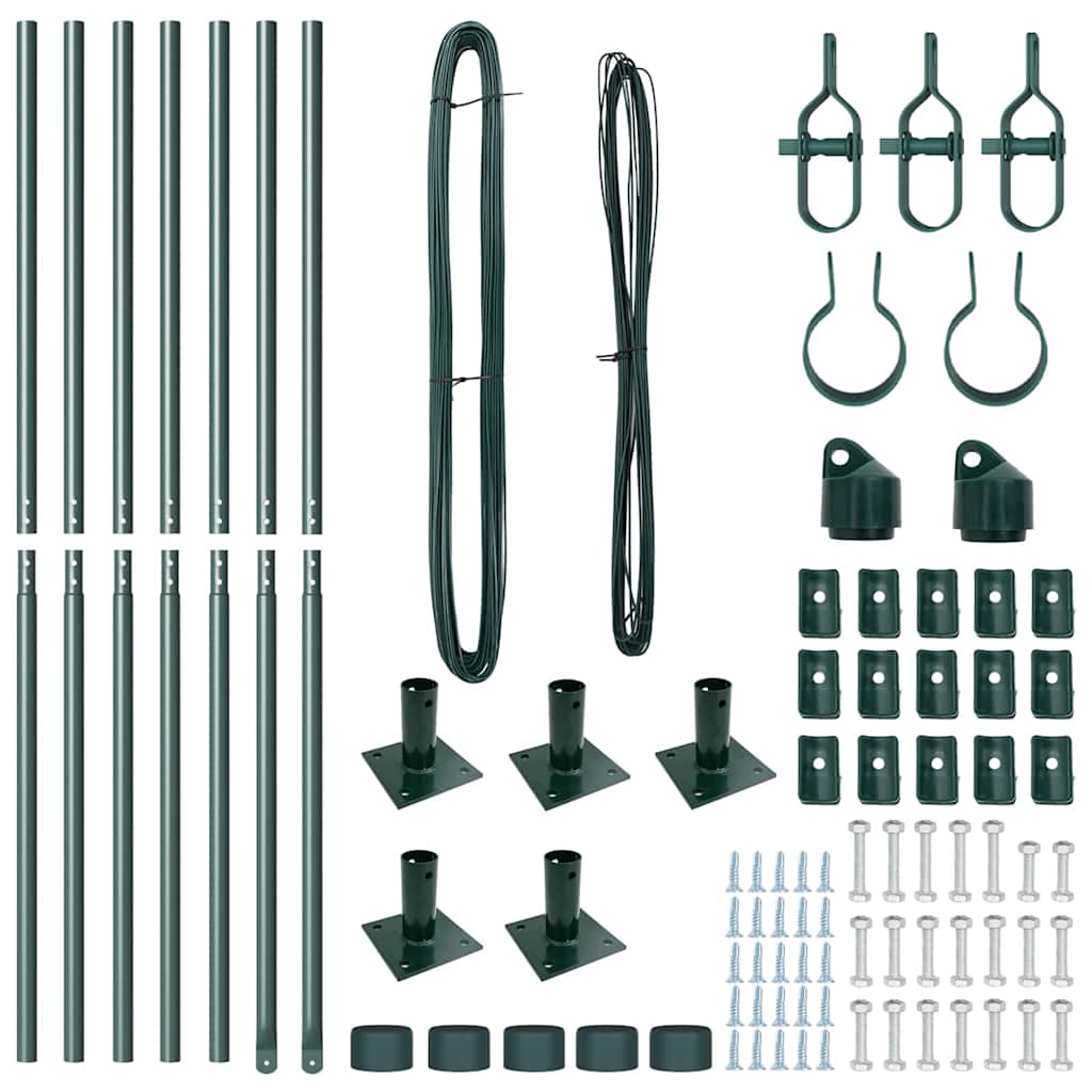 Plotové sloupky 7 pcs Zelená Ø32mm 150 cm Pozinkovaná ocel