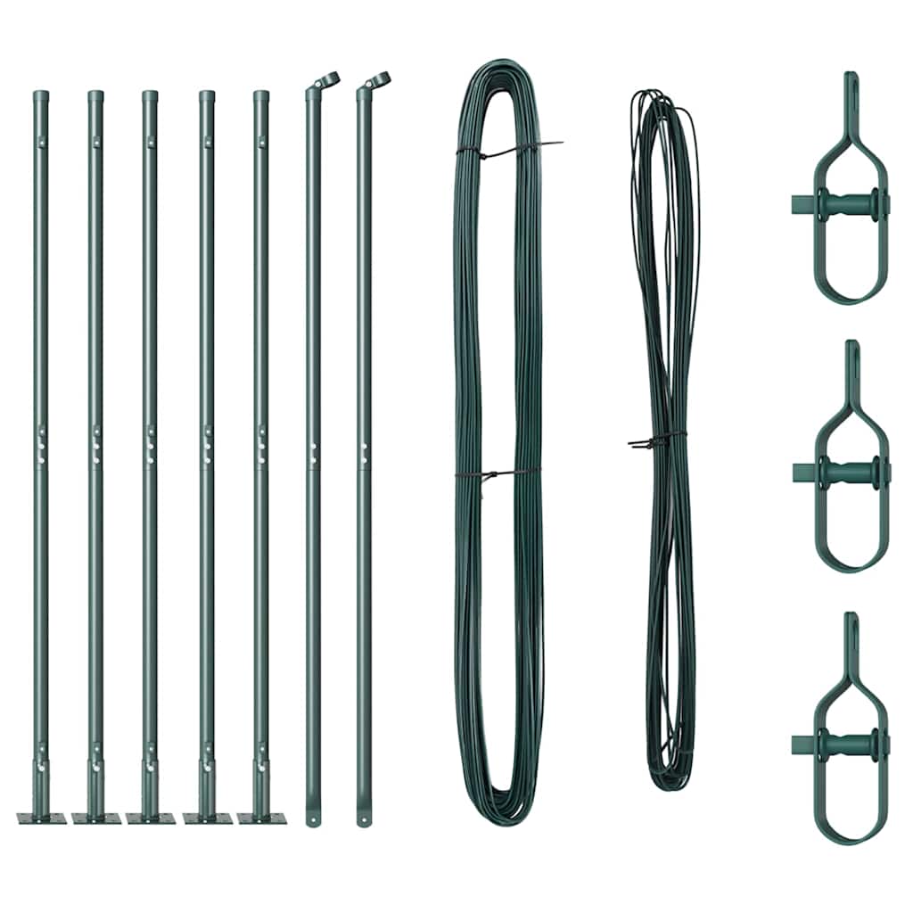 Plotové sloupky 7 pcs Zelená Ø32mm 160 cm Pozinkovaná ocel