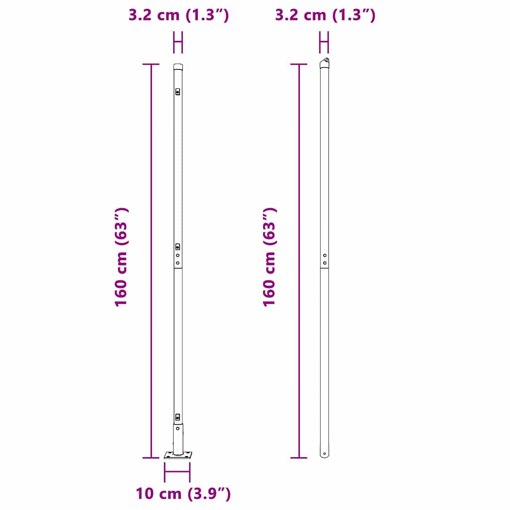 Plotové sloupky 7 pcs Zelená Ø32mm 160 cm Pozinkovaná ocel
