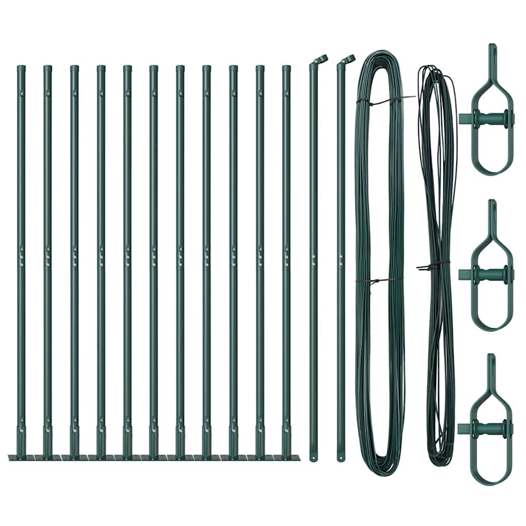 Plotové sloupky 13 pcs Zelená Ø32mm 170 cm Pozinkovaná ocel